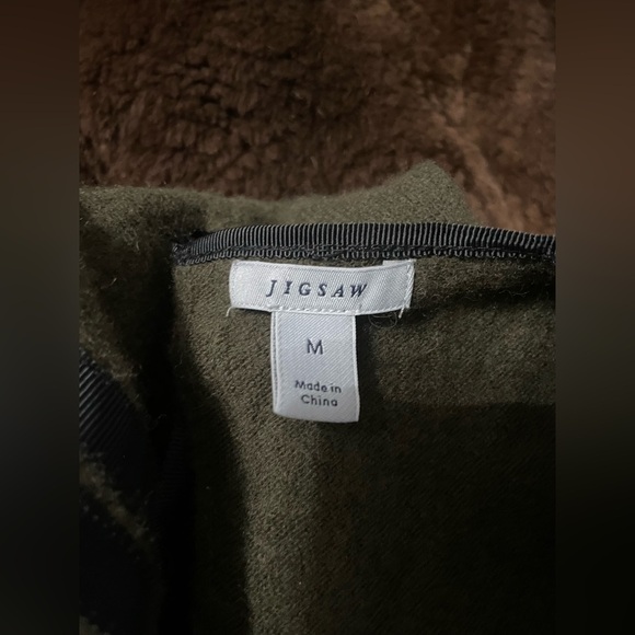 Jigsaw Dark Olive Crew Neck Lambswool Blend Sweater Tie Back Cropped Fitted - Picture 5 of 9